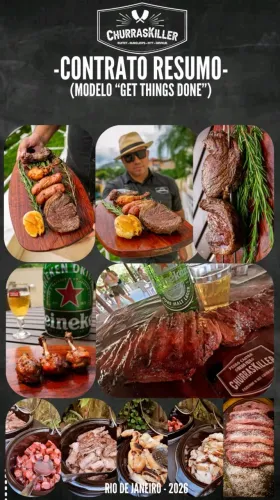 Churrasqueiro e Buffet com sobremesa gratis