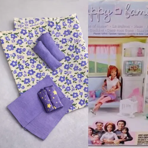 Kit completo do jogo de cama Barbie Happy Family House