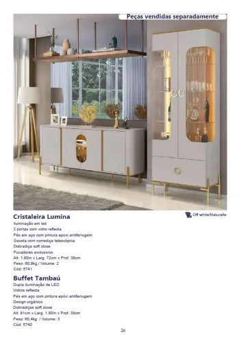 Cristaleira Lumina R$1.740,00 Buffet Tambaú 1.80m R$1.359,00