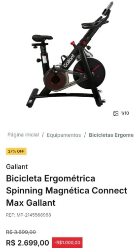 Bicicleta Ergométrica Spinning Gallant