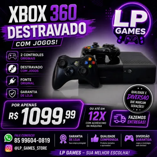 Xbox 360 Destravado com jogos 2 controles GARANTIA DE LOJA