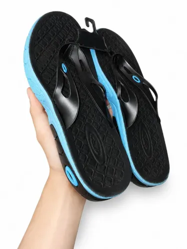 Chinelo Masculino Esportivo Preto com Azul Confortável Antiderrapante