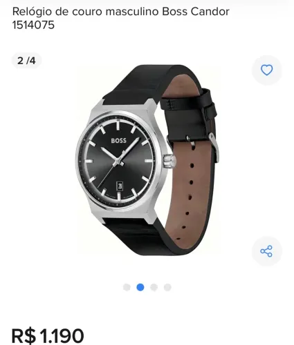 Relógio Boss Masculino Couro Preto