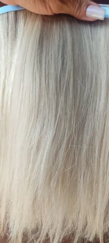 Cabelo Brasileiro Loiro Pérola Adesivado na Nanopele