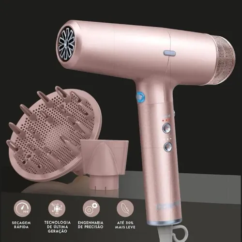 (Lacrado) Secador Digital de Cabelo Conair DIGITALaire Iônico c Difusor 1700W 220V Rosa