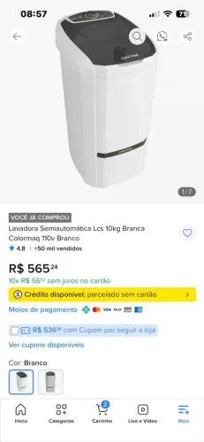 Tanquinho semi automático