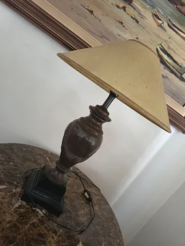 Abajur De Mesa Neoclássico Estilo Ânfora Bronze Antigo 65cm
