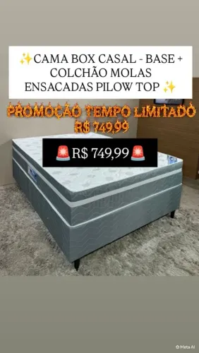BASE + COLCHÃO CASAL MOLAS ENSACADAS PILOW TOP