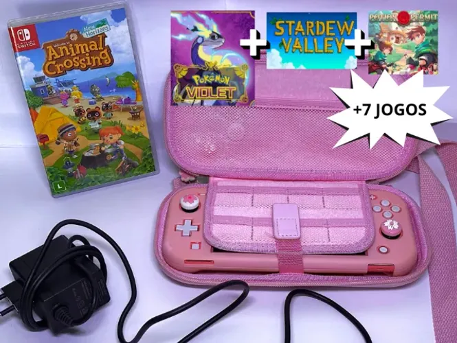 NINTENDO SWITCH LITE CORAL + 10 JOGOS + ACESSÓRIOS ? R$ 1.299!