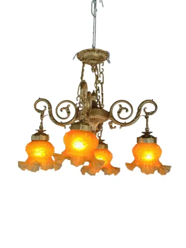 LUSTRE DE BRONZE RESTAURADO - PEÇA DE ALTO PADRÃO 