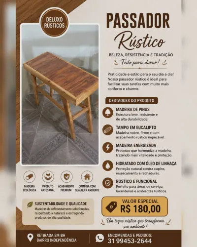 Passadeira rústica