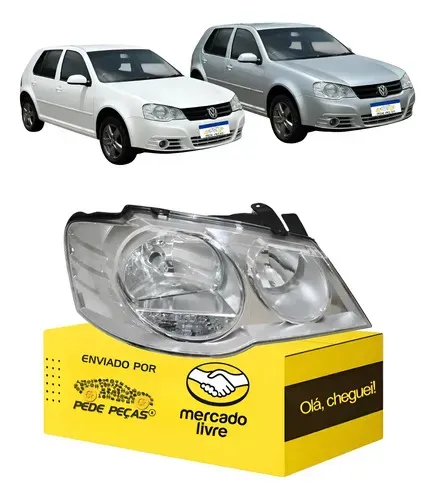 Farol Direito Golf 2008 2009 2010 2011 2012 2013 Cromado Ld Direito/passageiro