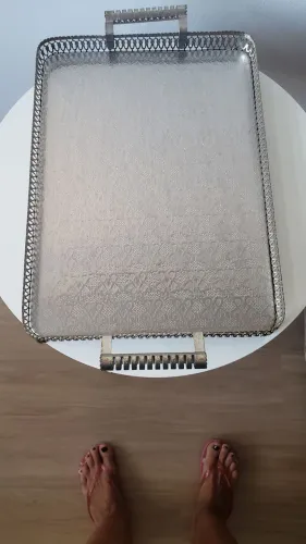 Bandeja metal espessurada a prata