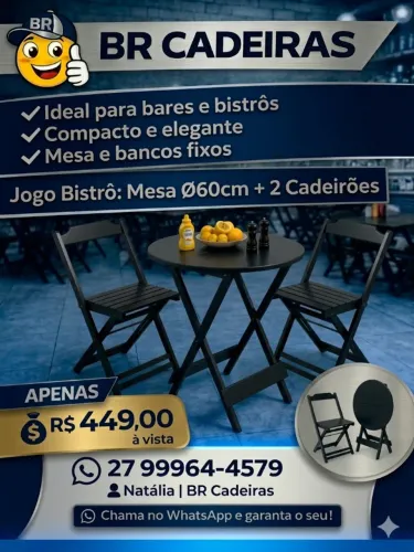 jogo de mesa de madeira bistrô com 2 cadeirões 