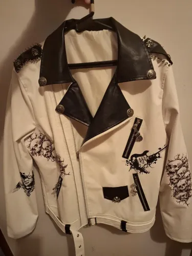 Jaqueta masculina estilizada de couro pu para rock