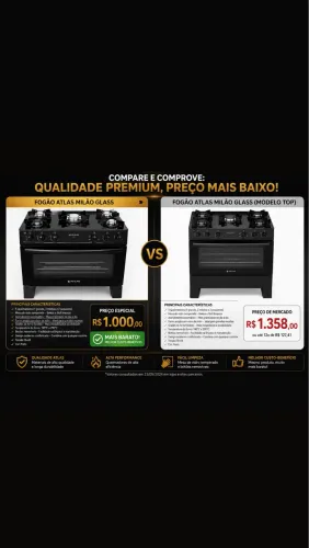 fogão 4 e 5 boca mesa de vidro novo