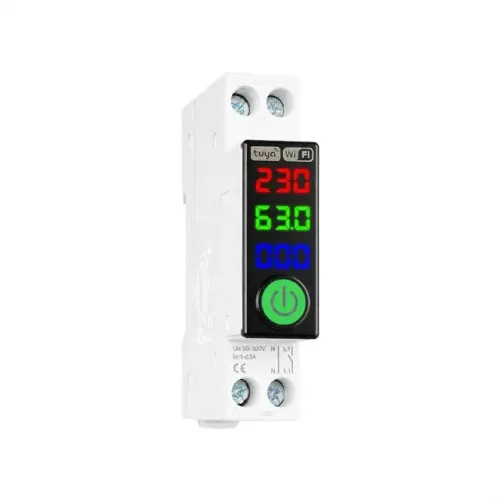Disjuntor Inteligente Tuya ZigBee 63A com Medidor de Energia kWh, Monitoramento