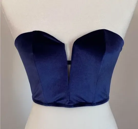 corset azul marinho em veludo victoria's secret