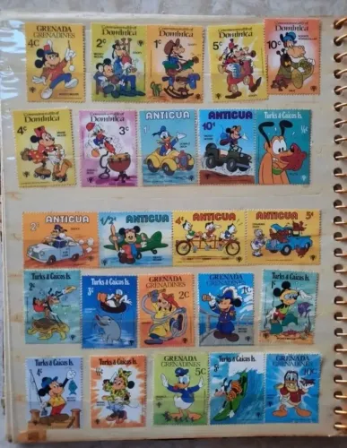 Selos Antigos Vários Temas: Personagens Walt Disney, Esportes, Animais, Espaço  etc
