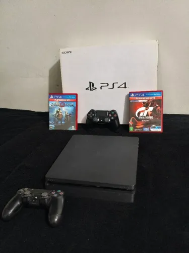 PS4 Slim 1TB + 2 Controles + 2 Jogos