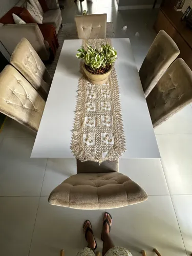 Jogo de Mesa de Jantar branco com 6 cadeiras