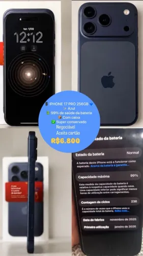iPhone 17 pro azul 256gb