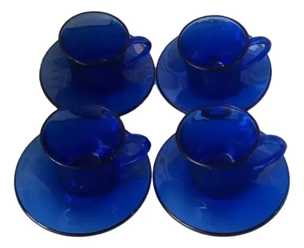 4 Xícaras Duralex Azul Para Café - 50ml # (Usado)