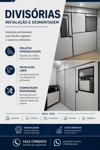 Serviço de instalação e desmontagem de Divisórias