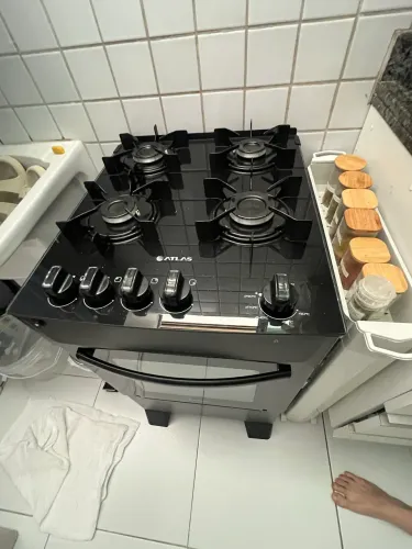 Fogão 4 Bocas Com Mesa de Vidro Atlas Mônaco Top Glass Bivolt