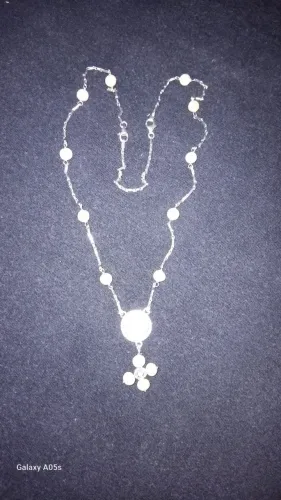 Terço religioso prata 925 italiano com pérolas ,zircone, e cristais original. 