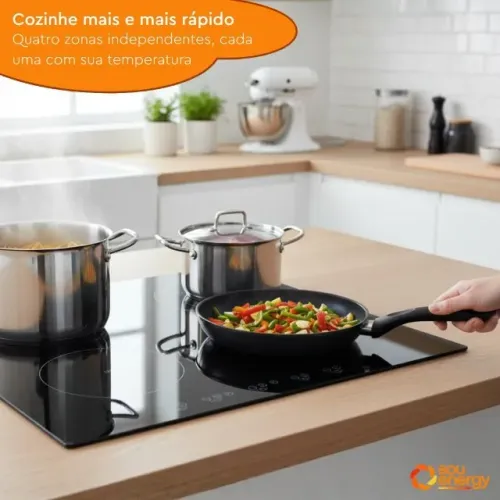 Cooktop Indução Embutir 7200w Turbo Touch Preto | Sou Energy