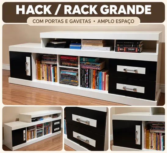 Vendo rack grande branco - com gavetas e nichos