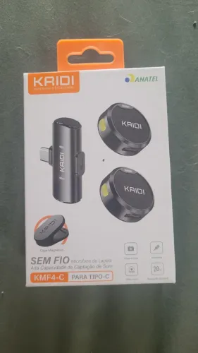 Microfone Lapela redondo ímã sem fio preto duplo Kaidi