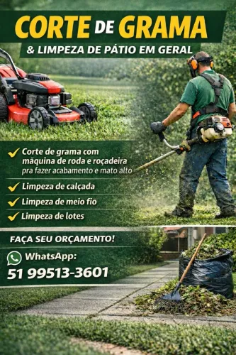 Corte de grama e limpeza de patio