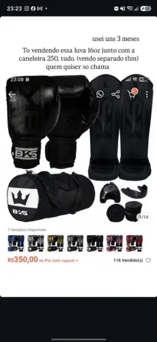 KIT MUAY THAI Mochila + Luva + Caneleira