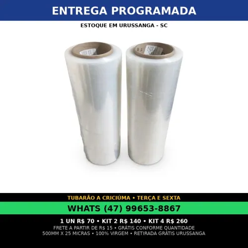 Filme Stretch 50cm Embalagem 2,7kg Bruto (2,3kg Plastico Real)