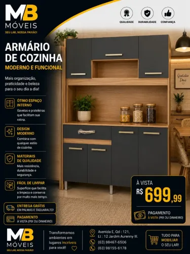 Promoção de armário de cozinha em mdp novo. 