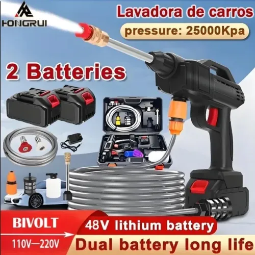 Lavadora de Alta Pressão Portátil Recarregável para Carros e Jardins