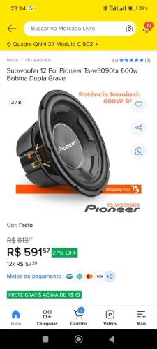 SUB PIONEER 600W RMS 12pol,