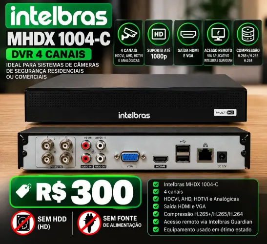 DVR Intelbras MHDX 1004-C - 4 Canais