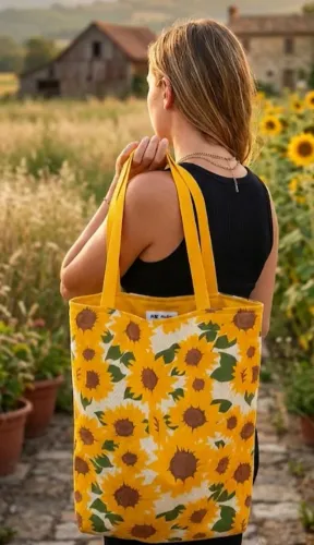 Bolsa Ecológica/ Ecobag Artesanal Grande / Girassóis