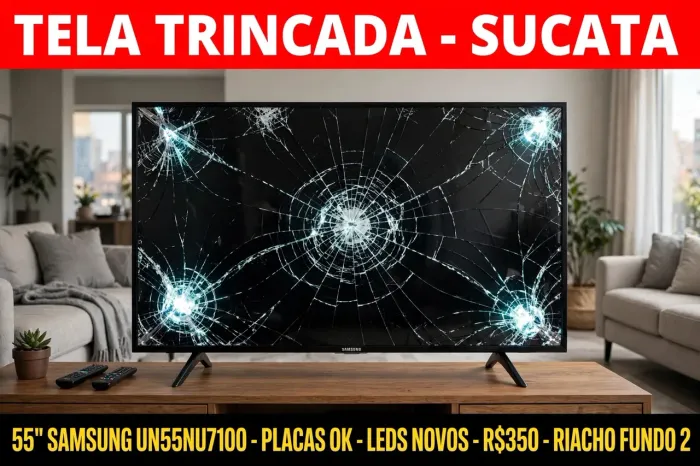 Sangung 55 UN55NU7100 TELA TRINCADA -SUCATA-PLACAS OK