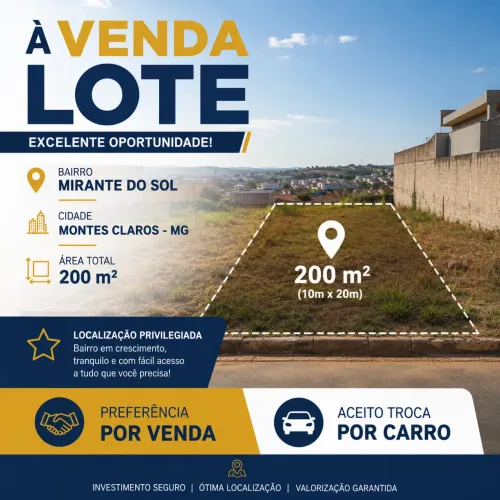 LOTE À VENDA - BAIRRO MIRANTE DO SOL | MONTES CLAROS/MG