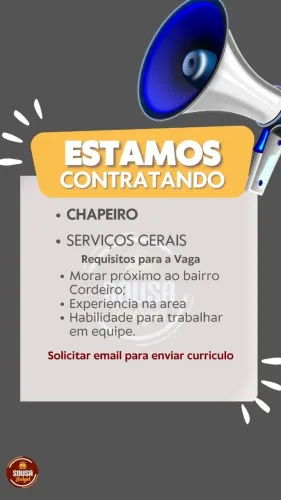 Vagas para chapeiro e serviço gerais 