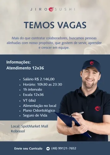 Vaga atendimento 12x36 CLT