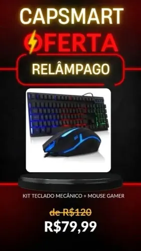 Kit Teclado Mecânico + Mouse Gamer RGB