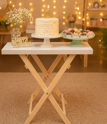 Mesa cavalete desmontável para festa