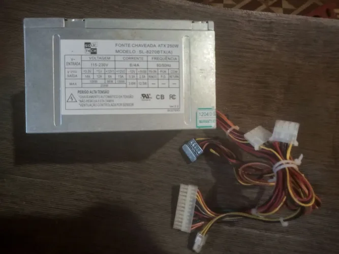 Fonte ATX 250W Simples Usada Bivolt Computador