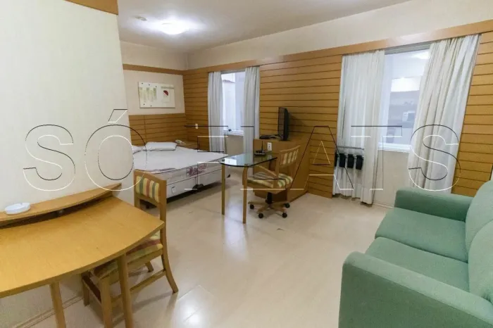 Flat mobiliado à venda na Consolação 29m² com vaga no Paulista Classic Bela Cintra