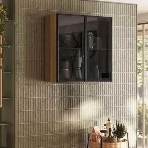 Armário Aéreo 2 Portas Vidro 80Cm Entrega DF e Entorno